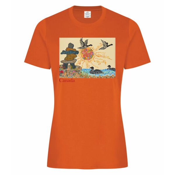 Inukshuk Loons Cotton Ladies T-Shirt Thumbnail